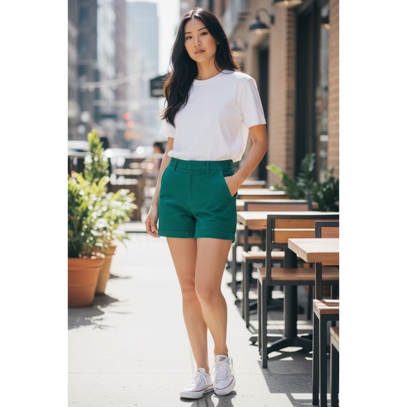 J.Crew Pants - J.Crew Womens 5 Inch Chino Shorts Kelly Green Cotton Twill Size 6 H1453 NWT
